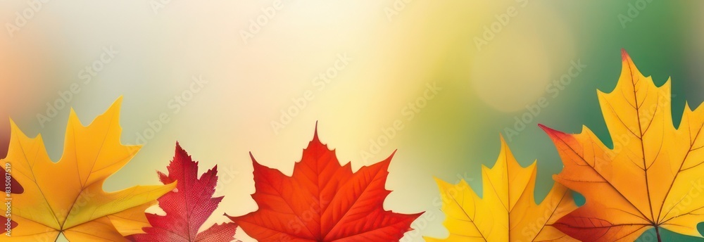 Banner autumn leaves with free space in light colors Banner autumn leaves with free space in light colors