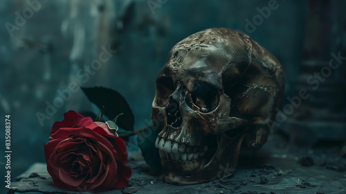 roses and skeletons against a dark background © KSeeD Art