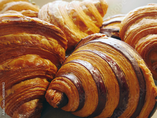 Fresh croissants with brown recycled wrapper