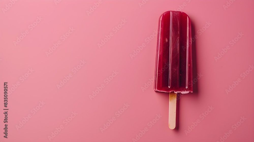 Burgundy Popsicle on a summery pink Background with Copy Space Burgundy Popsicle on a summery pink Background with Copy Space