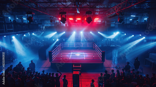 Boxing ring before the fight  high angle view