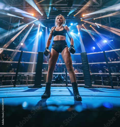 Female boxer in a ring