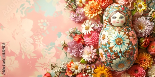 Modern Abstract Vinyl Wooden Russian Matryoshka Doll Design Decor