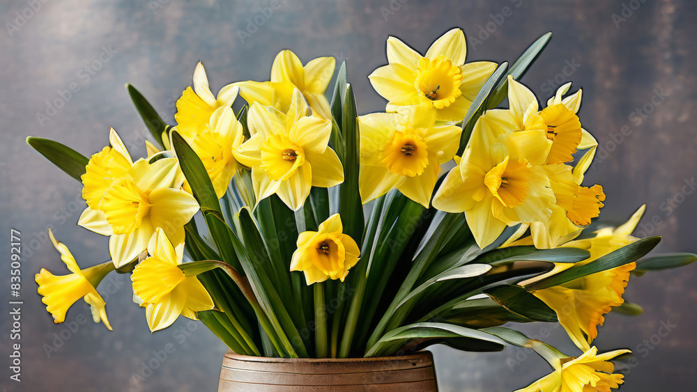 a vibrant bunch of daffodils with their bright yellow petals and trumpet-shaped centers, showcasing their iconic springtime beauty a vibrant bunch of daffodils with their bright yellow petals and trumpet-shaped centers, showcasing their iconic springtime beauty