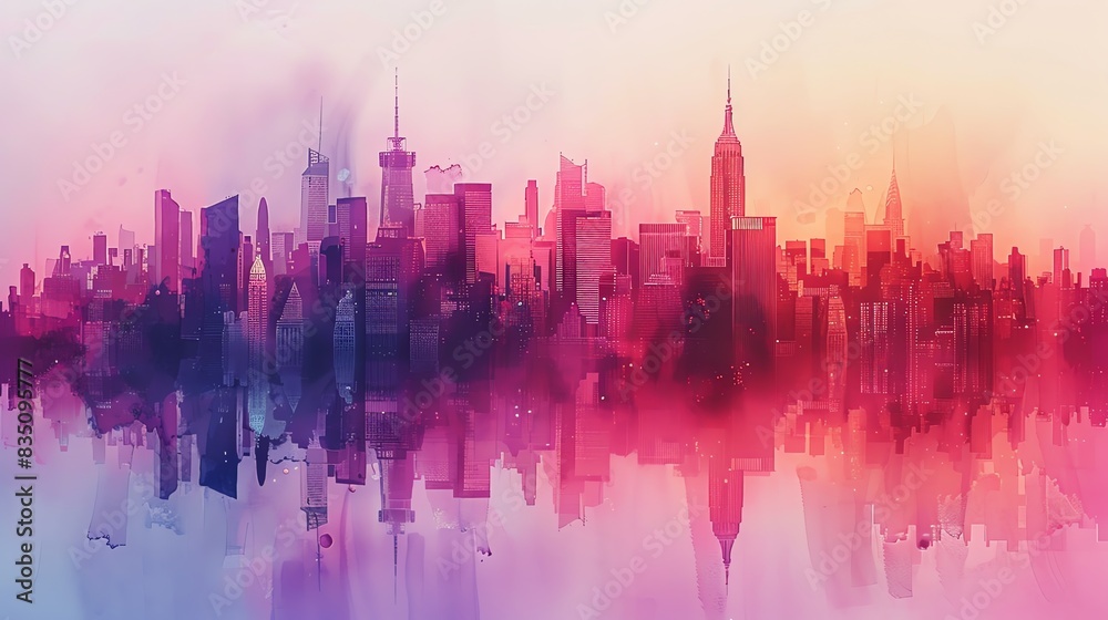 Infuse the city skyline with the energetic essence of bisexual pride colors seen from a unique angle Blend the skyline silhouette in a double exposure for a dynamic and vibrant vis Infuse the city skyline with the energetic essence of bisexual pride colors seen from a unique angle Blend the skyline silhouette in a double exposure for a dynamic and vibrant vis