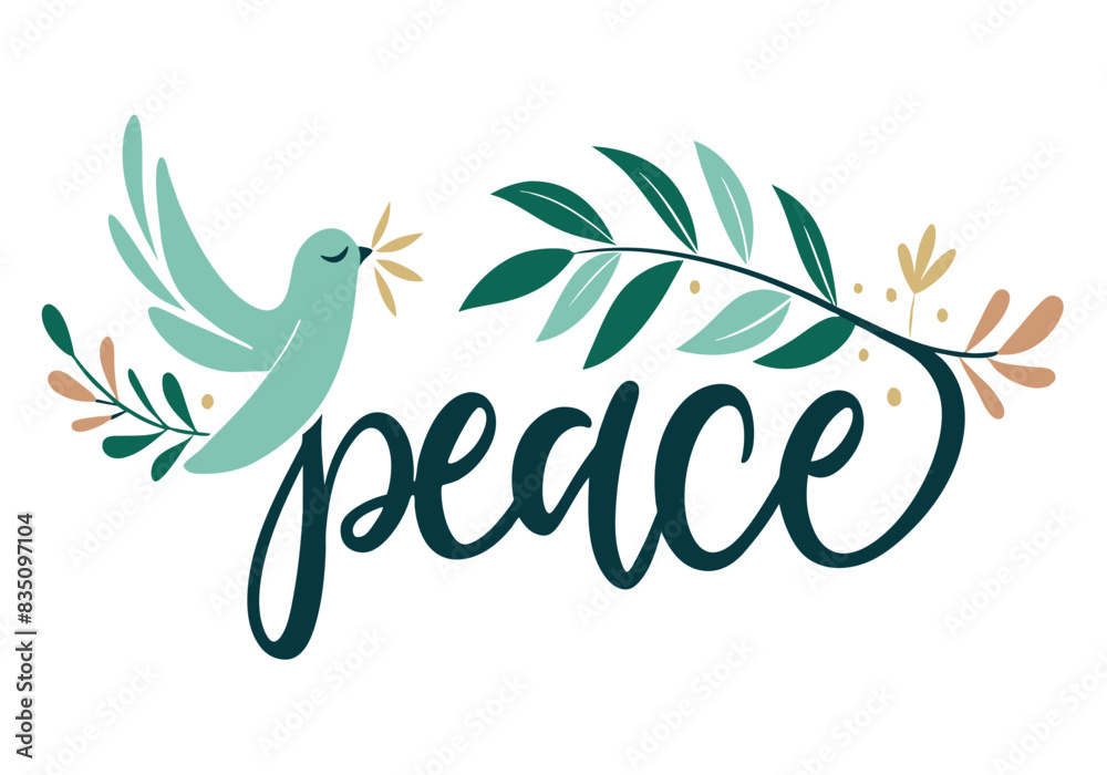 Obraz premium A bird is depicted in a leafy branch with the word
