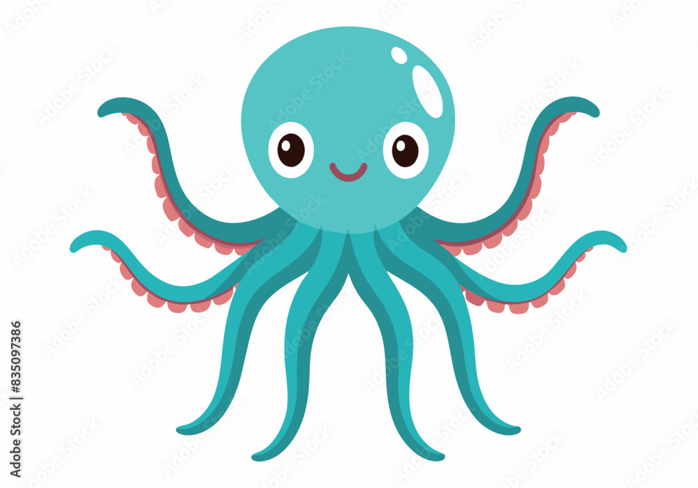 A cartoon octopus with a big smile on its face A cartoon octopus with a big smile on its face
