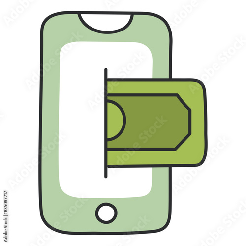 A unique design icon of mobile money 

