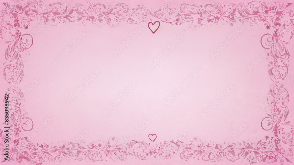 pink background with hearts and flowers. IA pink background with hearts and flowers. IA