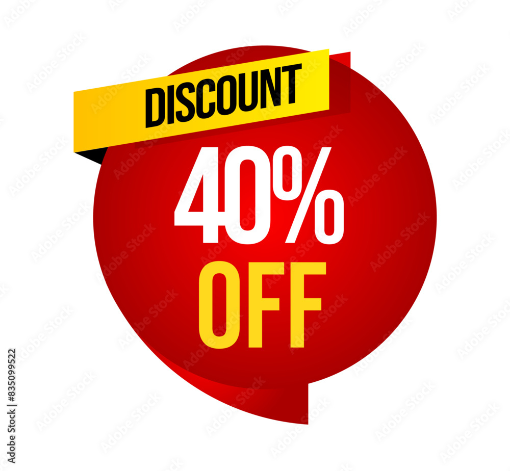 Obraz premium Red sale label, Sale tag, Discount 40% off