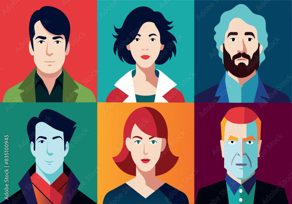 A group of people with different facial features and expressions