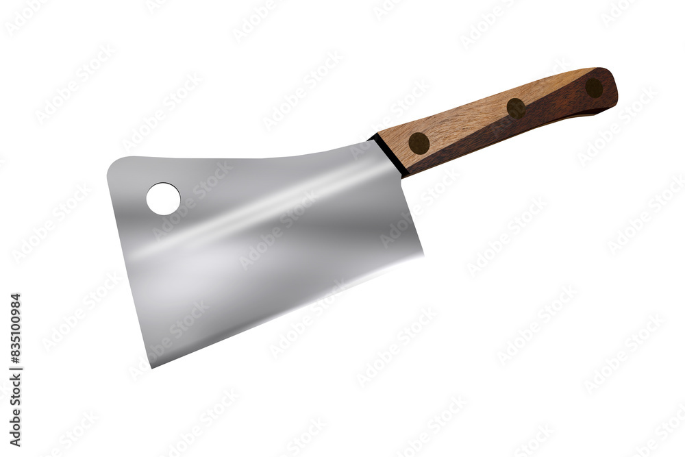 3D rendering of a kitchen knife cleaver on white 3D rendering of a kitchen knife cleaver on white