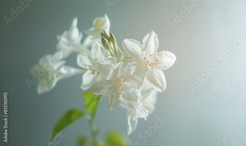 Closeup portrait of jasmine flowers on white background