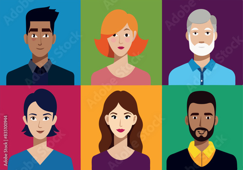 A group of people with different skin colors and hair styles