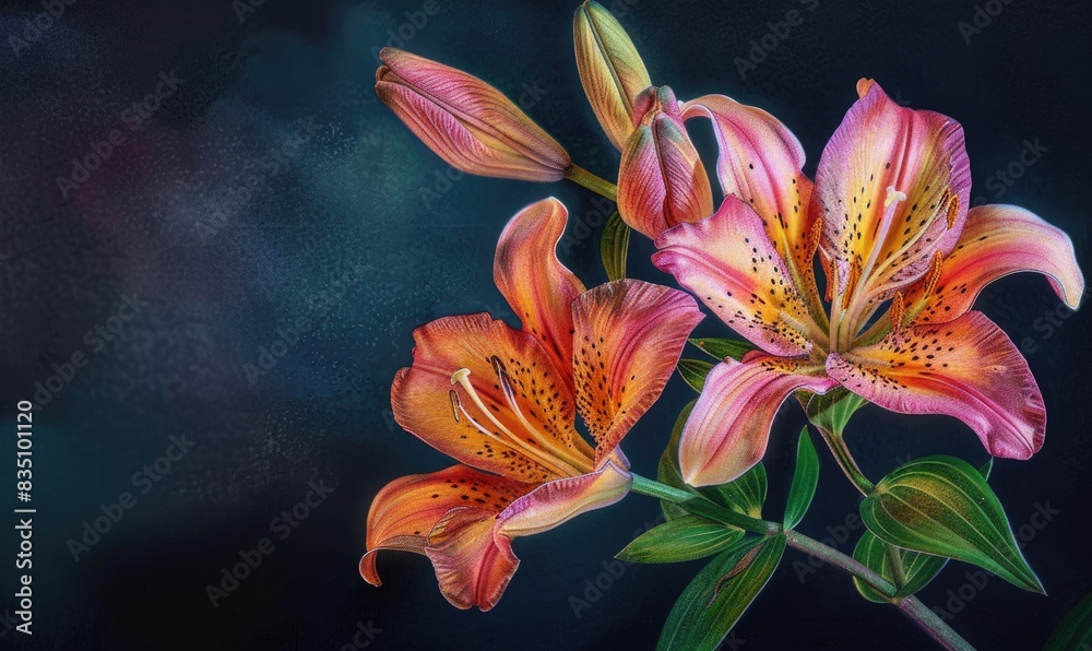 Fototapeta premium Lilies on dark background