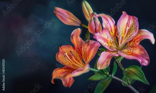 Lilies on dark background