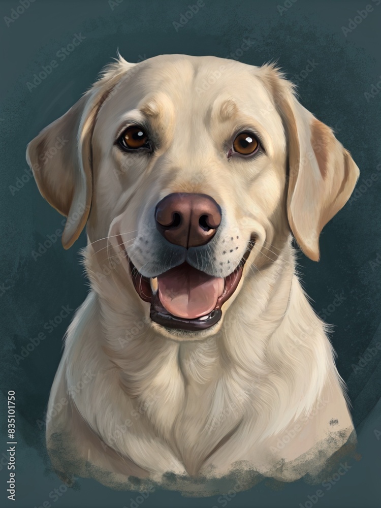 golden retriever dog. Portrait of a Labrador dog in close-up, light coloring on a dark background golden retriever dog. Portrait of a Labrador dog in close-up, light coloring on a dark background