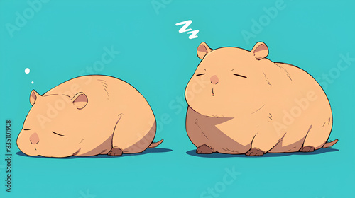 cute capybara is sleeping, anime style