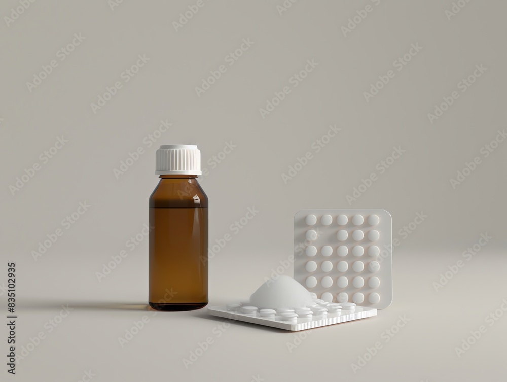 A 3D render of an alcohol prep pad next to a medical syringe A 3D render of an alcohol prep pad next to a medical syringe