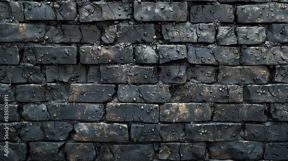 Obraz premium Ancient wall background with soot-blackened, crumbling bricks