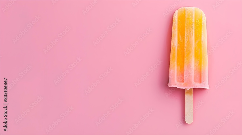 Orange Popsicle on a summery pink Background with Copy Space Orange Popsicle on a summery pink Background with Copy Space