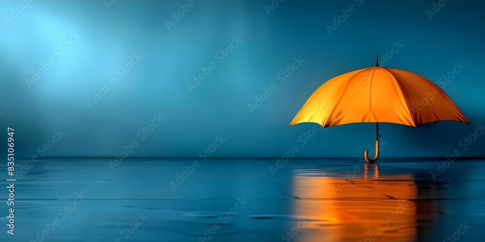 Symbolic illustration of home insurance coverage under an umbrella for protection. Concept Home Insurance, Umbrella Protection, Symbolic Illustration, Coverage, Property Protection