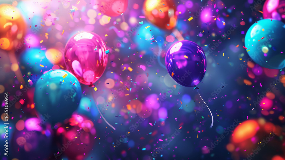 Colorful party balloons with confetti Colorful party balloons with confetti