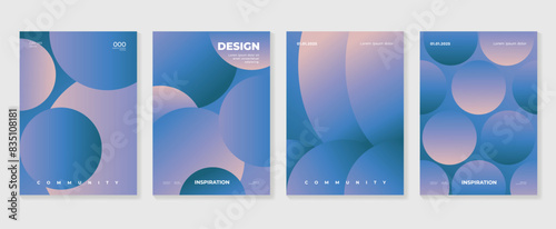 Abstract gradient poster background vector set. Minimalist style cover template with vibrant perspective 3d geometric prism shapes collection. Ideal design for social media, cover, banner, flyer.