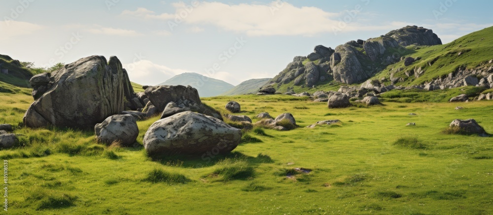 Grassy area with rocks and copy space image. Grassy area with rocks and copy space image.