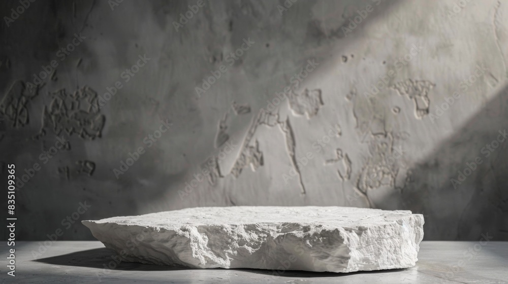 A white stone rests on a gray surface, illuminated by sunlight streaming through a weathered concrete wall, creating a serene and minimalist scene in the afternoon. A white stone rests on a gray surface, illuminated by sunlight streaming through a weathered concrete wall, creating a serene and minimalist scene in the afternoon.