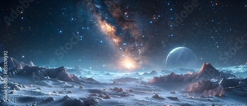 Wallpaper Mural Distant Frozen World Enveloped in the Cosmic Embrace of the Milky Way Galaxy Torontodigital.ca