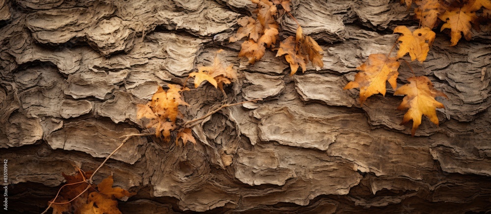 Close-up shot of an autumnal old tree trunk showcasing natural textures with a copy space image. Close-up shot of an autumnal old tree trunk showcasing natural textures with a copy space image.