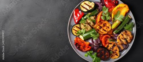 Top-down view of a plate wi...
