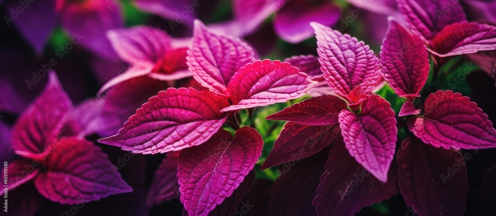 A detailed shot of Coleus scutellarioides, also called coleus, a flowering plant in the Lamiaceae family, with copy space image. A detailed shot of Coleus scutellarioides, also called coleus, a flowering plant in the Lamiaceae family, with copy space image.