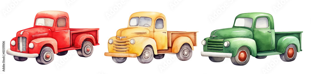 Car watercolors png cut out element set Car watercolors png cut out element set