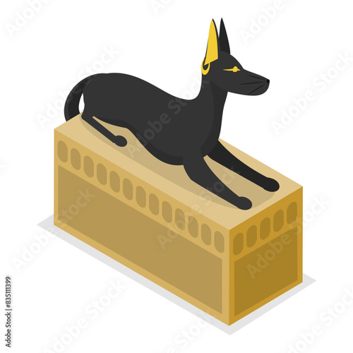 3D Isometric Flat Vector Set of Egypt Symbols, Old Civilization Archaeology Artifacts. Item 6
