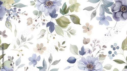 Wallpaper Mural Enchanting Floral Pattern with Delicate Watercolor Blooms Torontodigital.ca