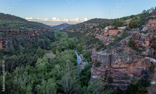Elevated View Of Oak Creek In Oak Creek Canyon In Sedona AZ Spring 2024