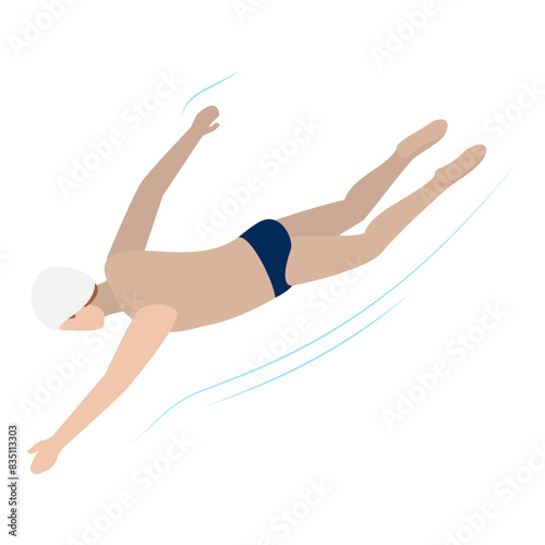 3D Isometric Flat Vector Set of Pool Swimmers, Water Activities. Item 5