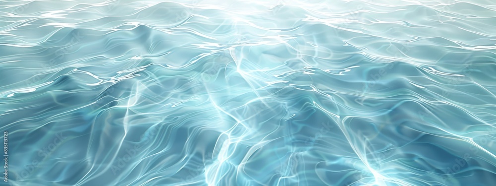 Fototapeta premium Beautiful natural light blue background with texture of light waves on water. Artificial intelligence generated, 4k HD wallpapers, backgrounds, generated by AI