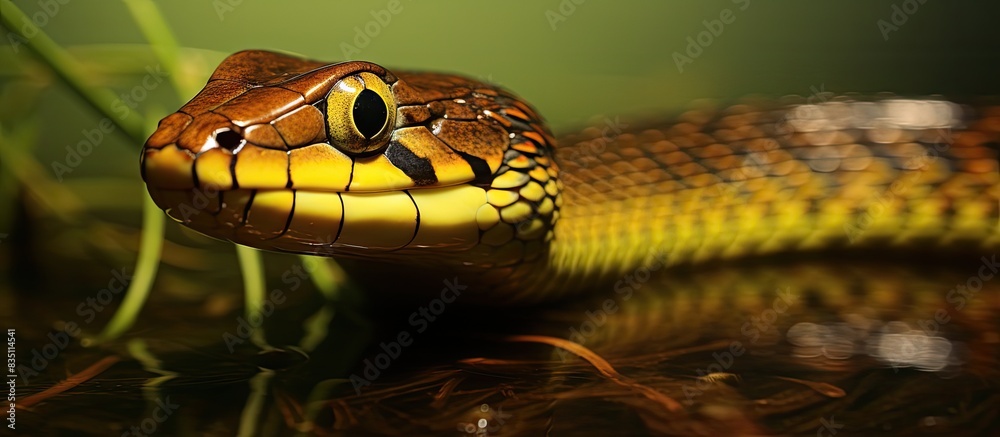 Thamnophis sirtalis sirtalis, commonly known as the Eastern Garter Snake, with copy space image. Thamnophis sirtalis sirtalis, commonly known as the Eastern Garter Snake, with copy space image.