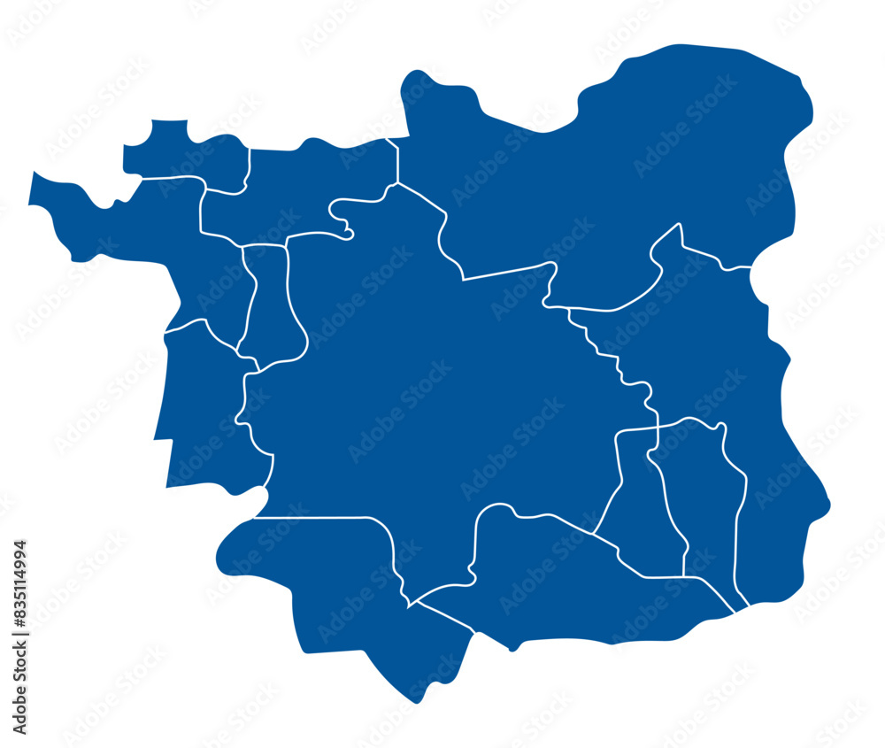 Outline blue map of Leeds city