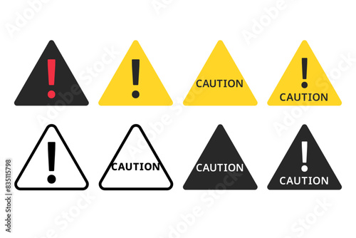 This illustration is a set of warning sign icons.