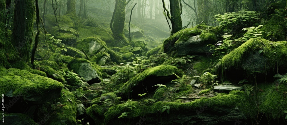 Vegetation that thrives in mossy environments with abundant copy space image available. Vegetation that thrives in mossy environments with abundant copy space image available.