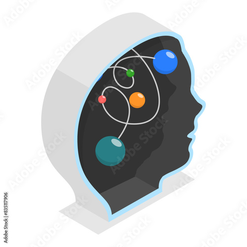 3D Isometric Flat Illustration of Diversity Of Human Minds, Personal Attitude and Lifestyle. Item 3