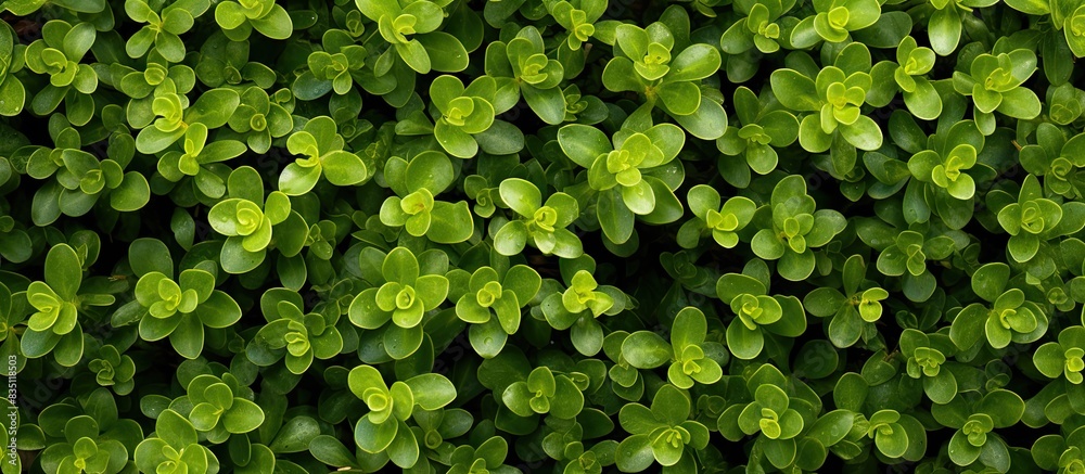 Varieties of the common purslane plant include Verdolaga, Pigweed, Little Hogweed, and Pusley, often used in landscaping. with copy space image. Place for adding text or design Varieties of the common purslane plant include Verdolaga, Pigweed, Little Hogweed, and Pusley, often used in landscaping. with copy space image. Place for adding text or design