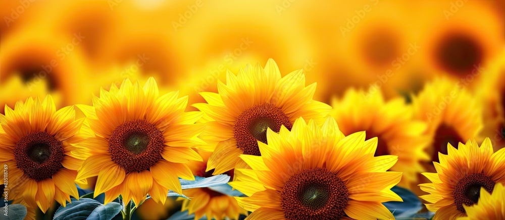 Background of sunflowers for presentation with copy space image. Background of sunflowers for presentation with copy space image.