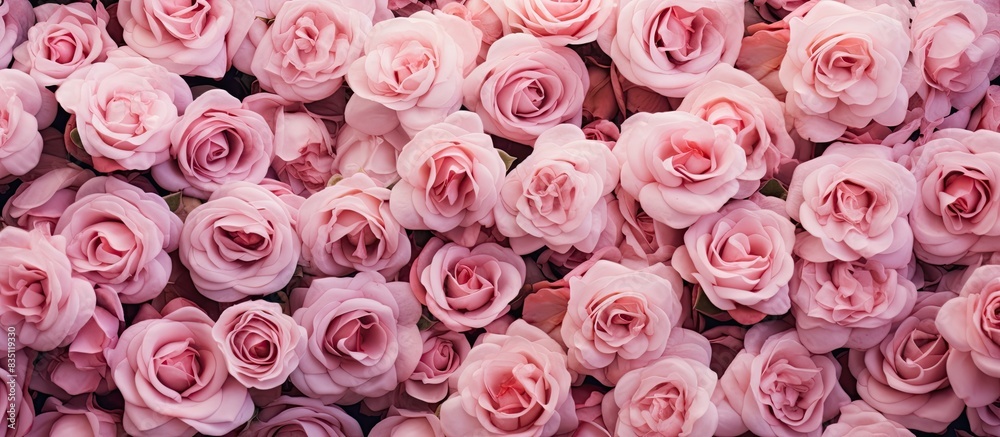 Fresh pink roses pattern in garden, with copy space image. Fresh pink roses pattern in garden, with copy space image.