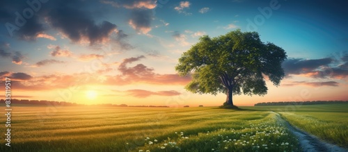 Summer sunset over a field ...