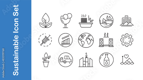 Sustainable gastronomy icon set